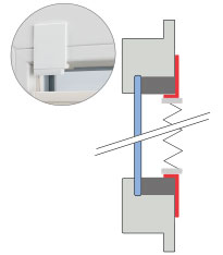 Kleben im Glasfalz (im Fensterrahmen) verspannt mit weissen Klebeplatten für Plissees grösser als 2 qm